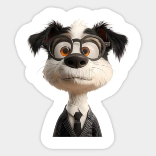 Confused Cute Dog With Big Eyes And Glasses On It Sticker